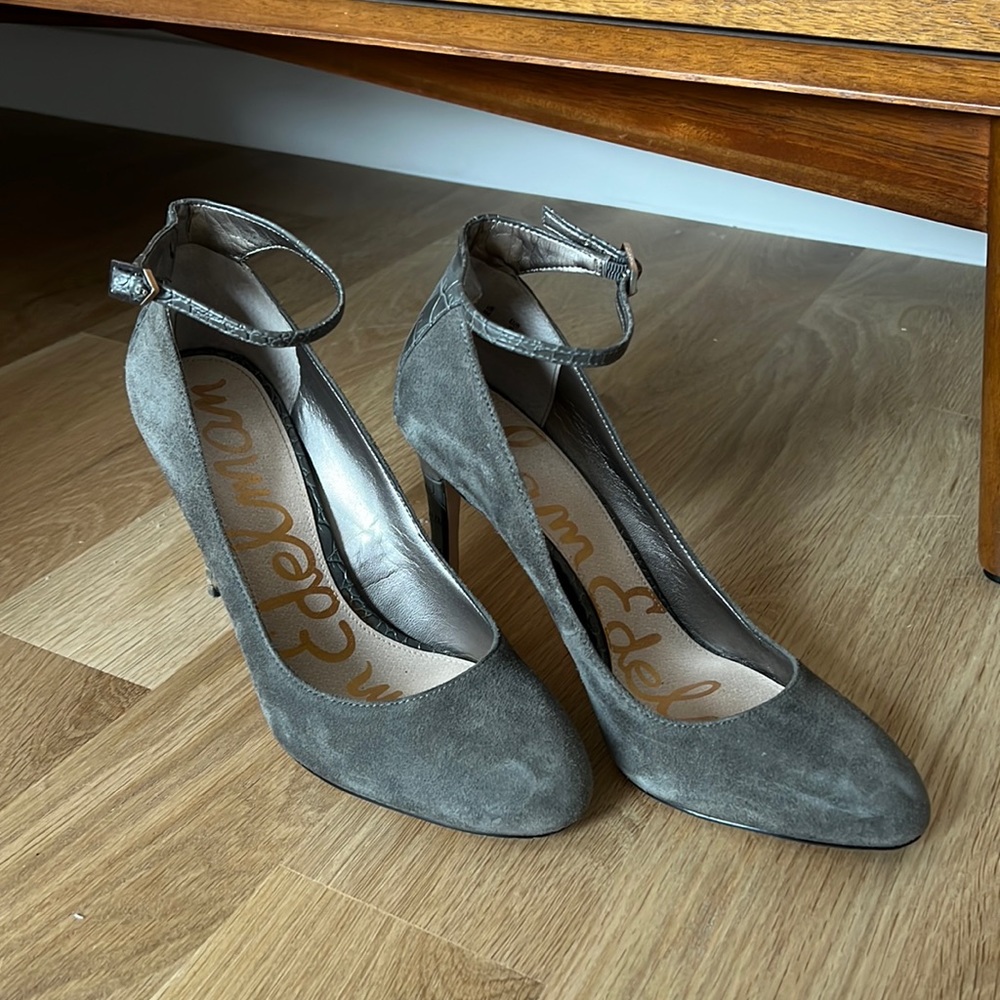 Grey suede Sam Edelman heels